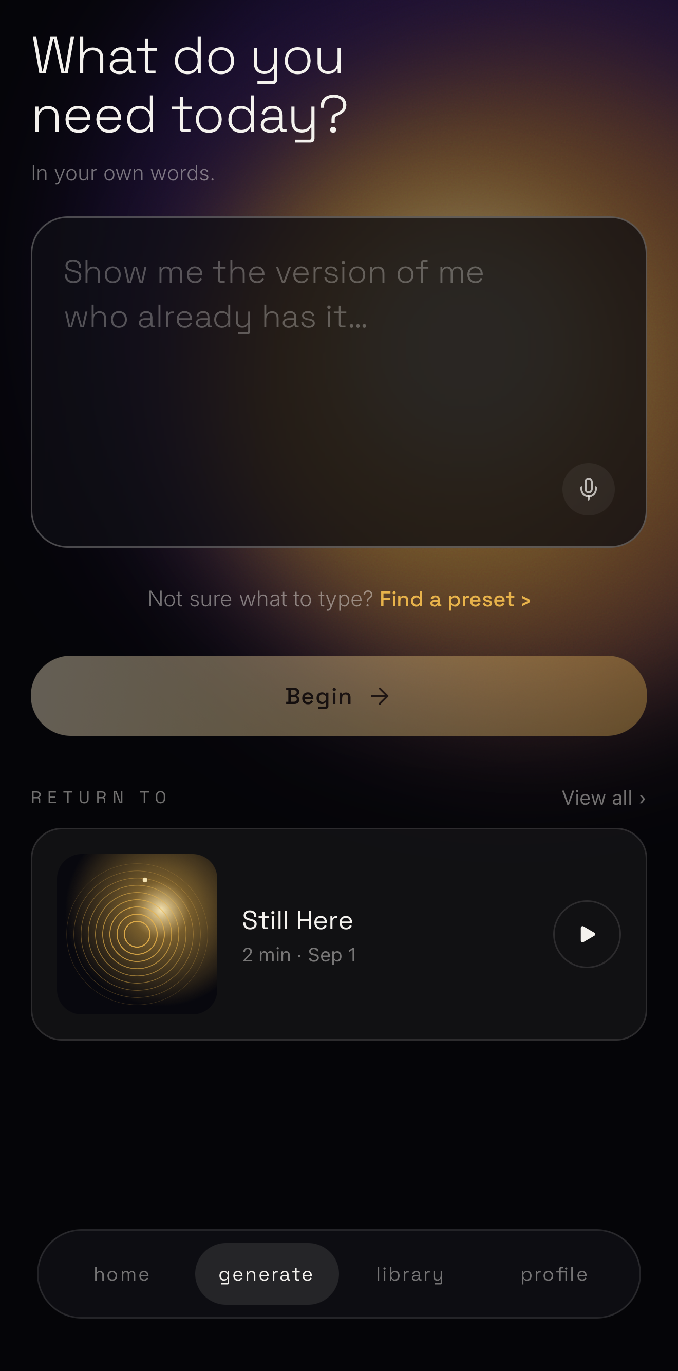 Alchemi generate screen, real device screenshot